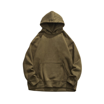 Suede No Hat Rope Hooded Sweater For Men