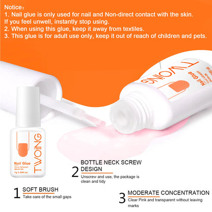 7g Super Strong Nail Glue For False Nail Tips, Acrylic Nails,Press On Nails,Fake Nails Art Decoration Lasting Adhesion